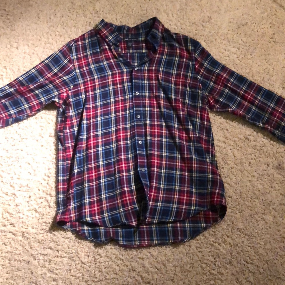 Long sleeve plaid multicolor flannel shirt